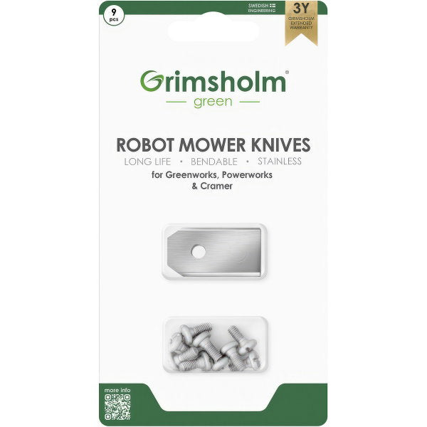 Knivar till Greenworks, Powerworks, Cramer, 9-pack