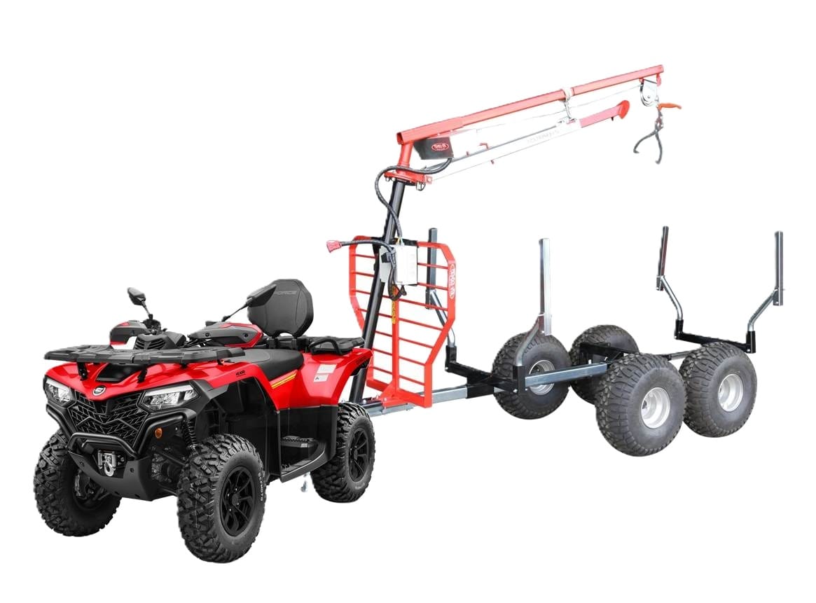 ATV med skogsvagn-boggie-kran-vinsch-med-CFMOTO-CFORCE-520-fyrhjuling-4wd